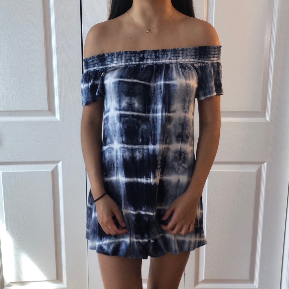 off the shoulder tie dye dress